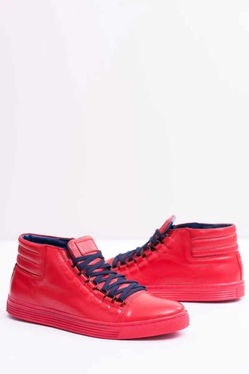 Trampki Wysokie|Trampki Męskie Wysokie>Boto Męskie Skórzane Tenisówki Czerwone Torres
