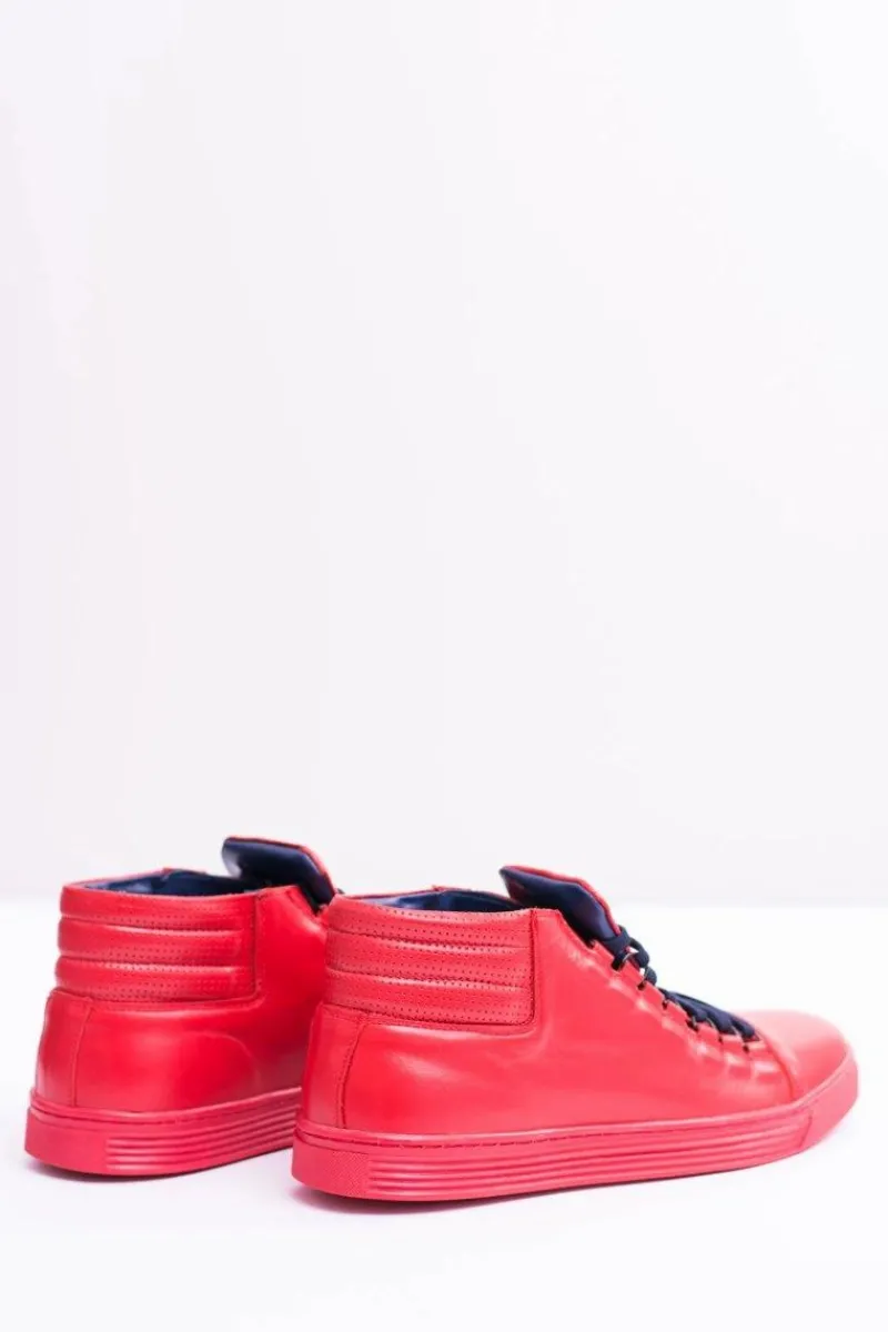 Trampki Wysokie|Trampki Męskie Wysokie>Boto Męskie Skórzane Tenisówki Czerwone Torres