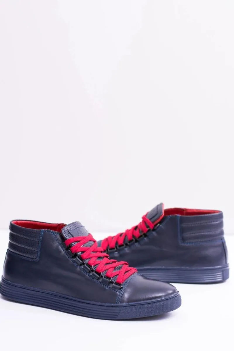 Outlet Męskie Skórzane Tenisówki Granatowe Torres Męskie Trampki Wysokie|Trampki Męskie Wysokie