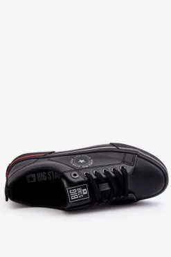 Sale Big Star Shoes Męskie Skórzane Trampki Big Star LL174210 Czarne