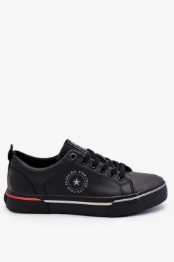 Sale Big Star Shoes Męskie Skórzane Trampki Big Star LL174210 Czarne