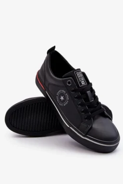 Sale Big Star Shoes Męskie Skórzane Trampki Big Star LL174210 Czarne