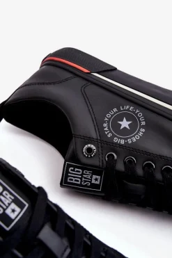 Sale Big Star Shoes Męskie Skórzane Trampki Big Star LL174210 Czarne