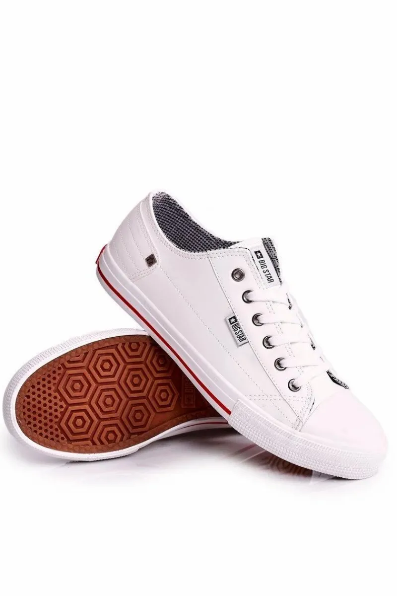 Trampki Męskie Big Star|Trampki Niskie>Big Star Shoes Męskie Skórzane Trampki BIG STAR DD174260 Białe