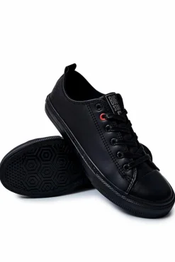 Hot Big Star Shoes Męskie Skórzane Trampki BIG STAR JJ174005 Czarne