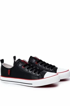 Trampki Męskie Big Star|Trampki Niskie>Big Star Shoes Męskie Skórzane Trampki BIG STAR JJ174068 Czarne