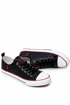 Trampki Męskie Big Star|Trampki Niskie>Big Star Shoes Męskie Skórzane Trampki BIG STAR JJ174068 Czarne