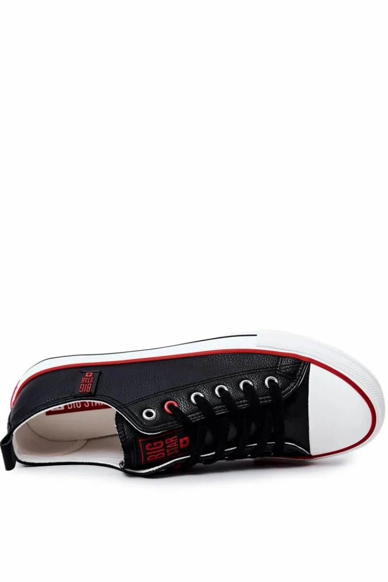 Trampki Męskie Big Star|Trampki Niskie>Big Star Shoes Męskie Skórzane Trampki BIG STAR JJ174068 Czarne