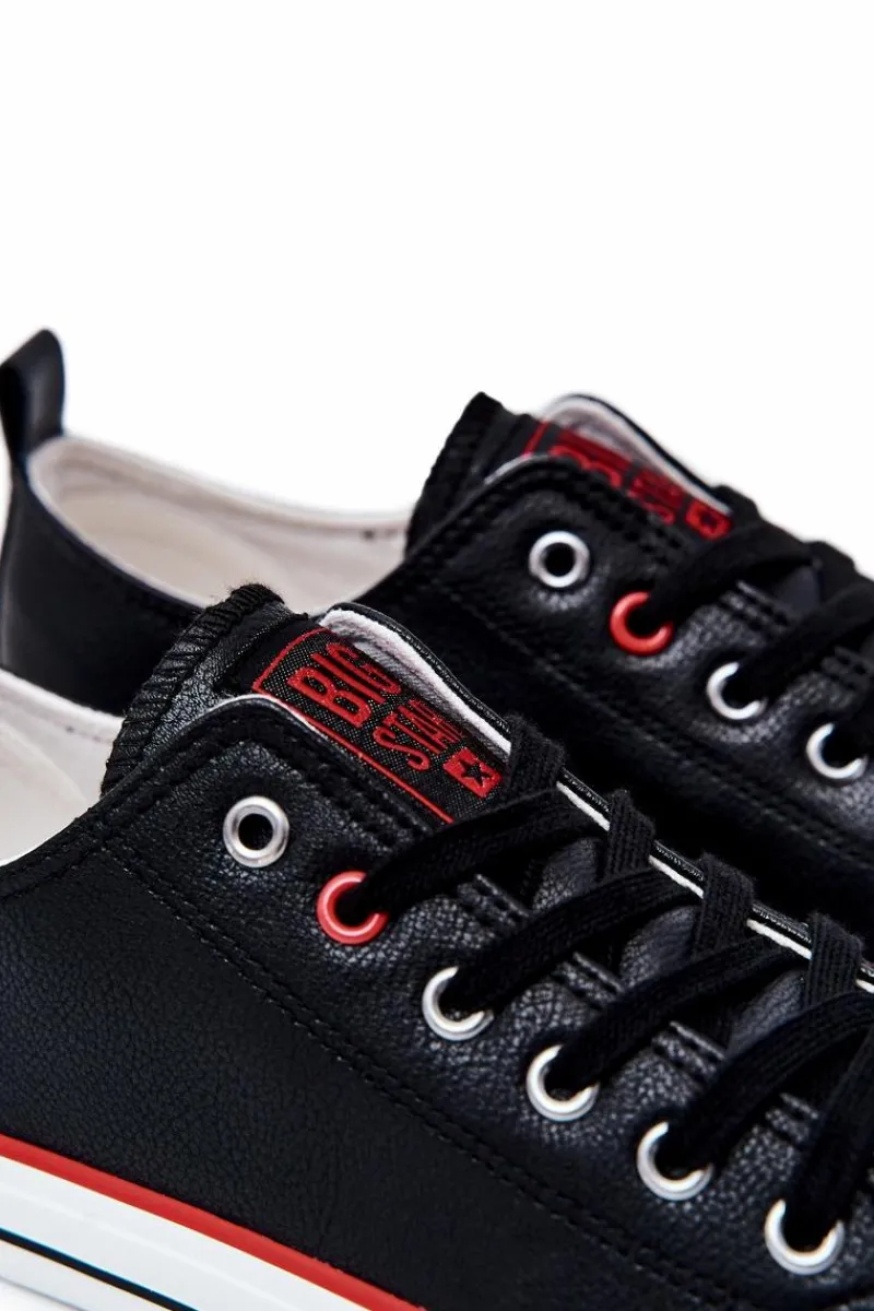 Trampki Męskie Big Star|Trampki Niskie>Big Star Shoes Męskie Skórzane Trampki BIG STAR JJ174068 Czarne