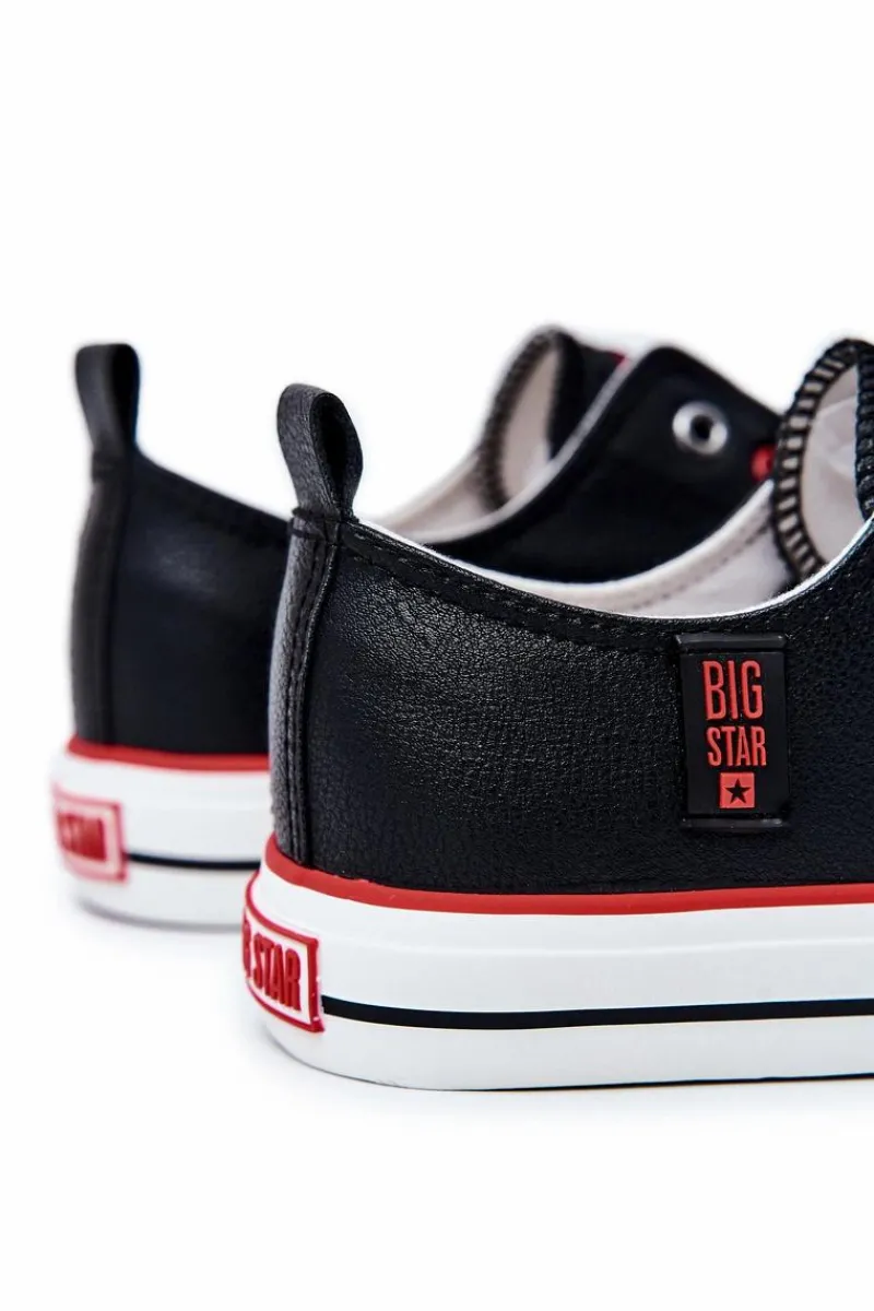 Trampki Męskie Big Star|Trampki Niskie>Big Star Shoes Męskie Skórzane Trampki BIG STAR JJ174068 Czarne