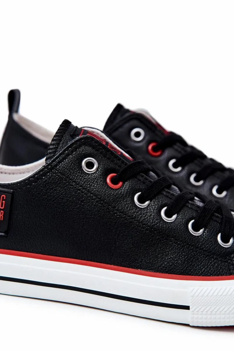 Trampki Męskie Big Star|Trampki Niskie>Big Star Shoes Męskie Skórzane Trampki BIG STAR JJ174068 Czarne