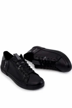 Clearance Big Star Shoes Męskie Skórzane Trampki Big Star JJ174227 Czarne