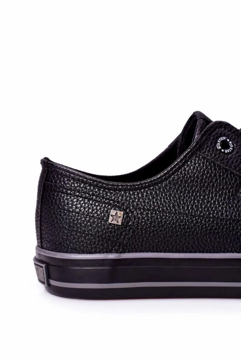 Trampki Męskie Big Star|Trampki Niskie>Big Star Shoes Męskie Skórzane Trampki Big Star II174002 Czarne