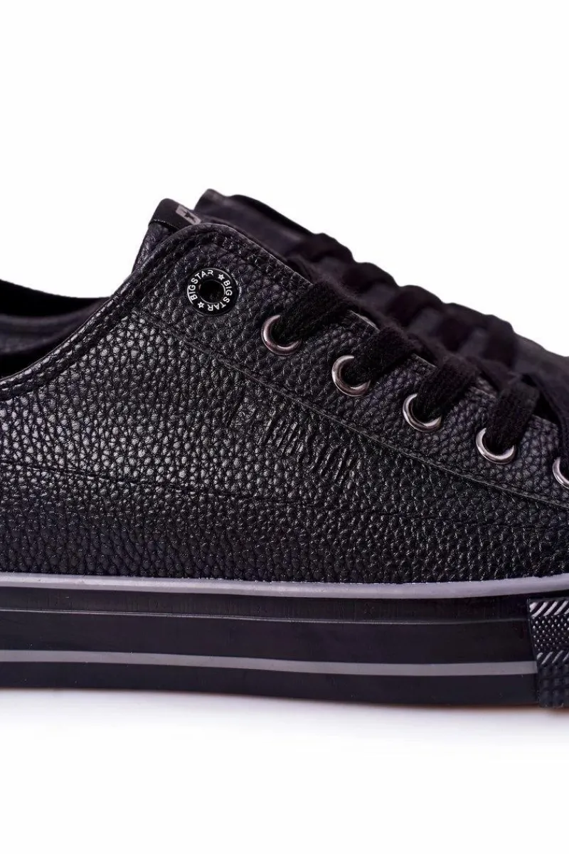 Trampki Męskie Big Star|Trampki Niskie>Big Star Shoes Męskie Skórzane Trampki Big Star II174002 Czarne