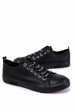 Online Męskie Skórzane Trampki Big Star KK174053 Czarne Męskie Trampki Męskie Big Star|Trampki Niskie