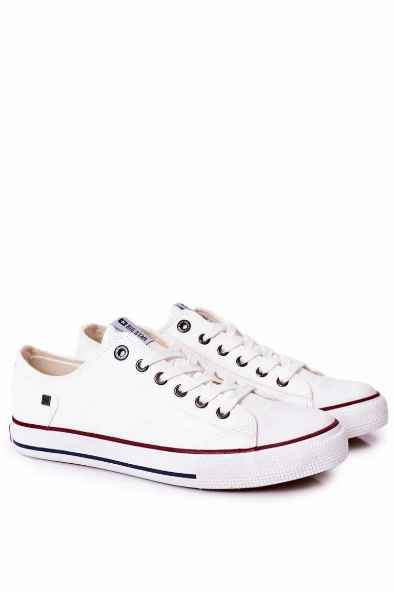 Discount Big Star Shoes Męskie Skórzane Trampki Big Star II174001 Białe