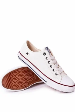 Discount Big Star Shoes Męskie Skórzane Trampki Big Star II174001 Białe