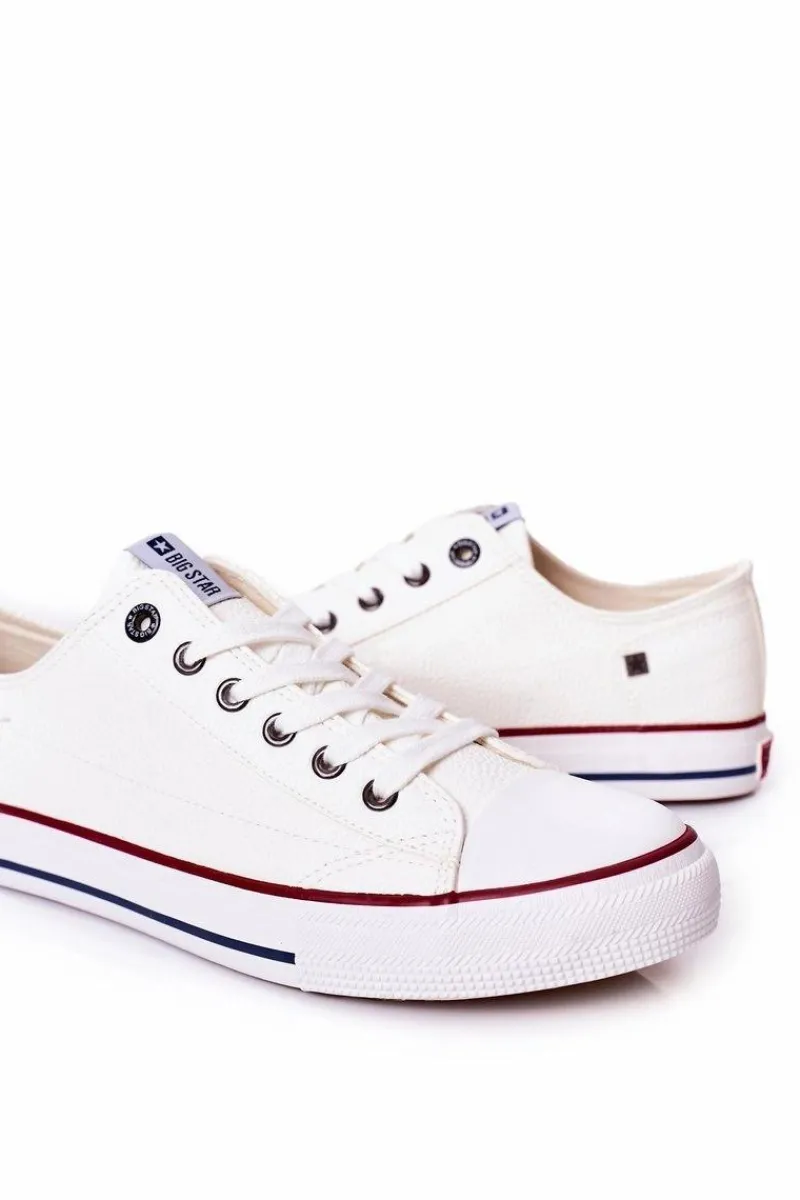 Discount Big Star Shoes Męskie Skórzane Trampki Big Star II174001 Białe