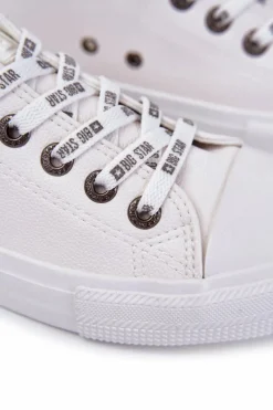 New Męskie Skórzane Trampki Big Star KK174052 Białe Męskie Trampki Męskie Big Star|Trampki Niskie