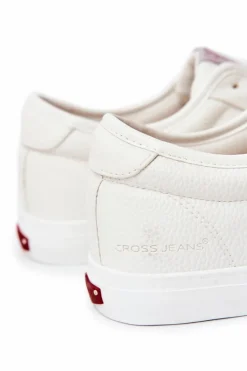 Sale Męskie Skórzane Trampki JJ1R4023C Białe Męskie Trampki Męskie Cross Jeans|Trampki Niskie