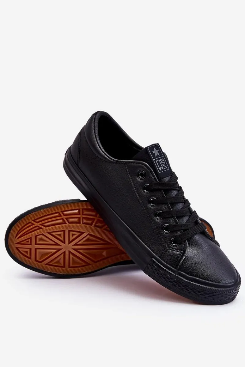 Online Evento Męskie Skórzane Wiązane Klasyczne Trampki Czarne Hank