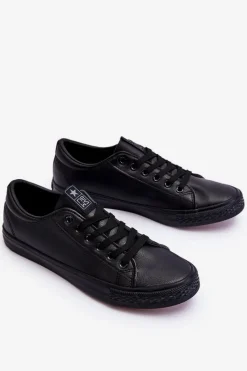 Online Evento Męskie Skórzane Wiązane Klasyczne Trampki Czarne Hank