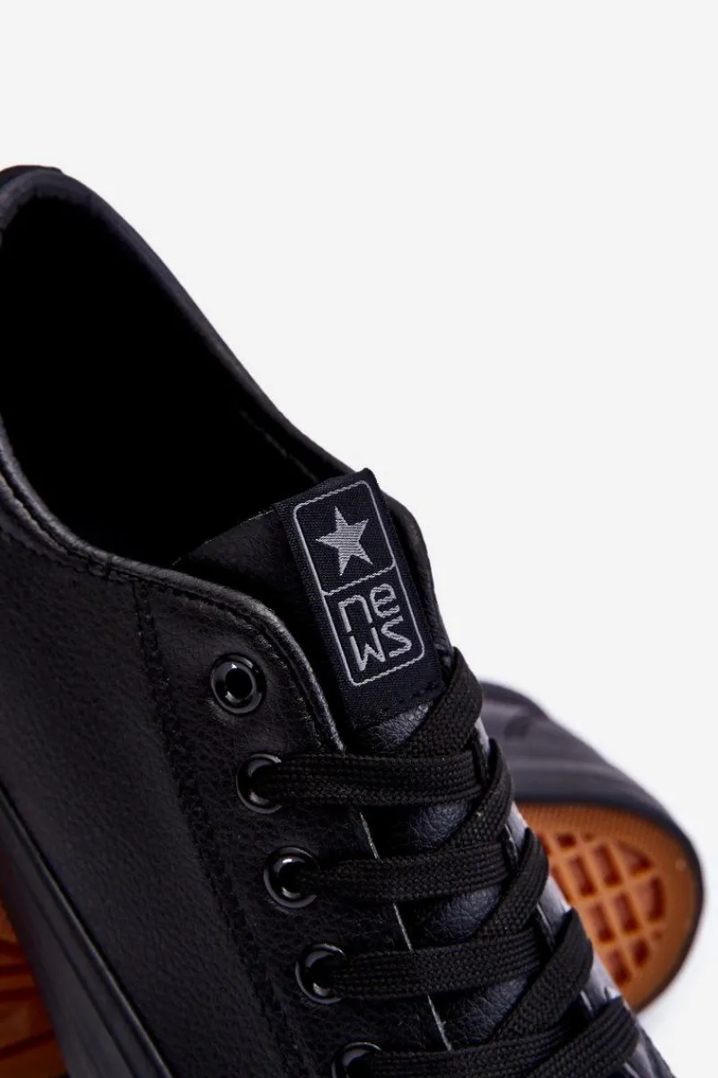 Online Evento Męskie Skórzane Wiązane Klasyczne Trampki Czarne Hank