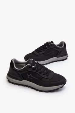 Męskie Sneakersy Big Star NN174069 Memory Foam System Czarne Męskie Obuwie Sportowe Męskie