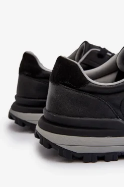 Męskie Sneakersy Big Star NN174069 Memory Foam System Czarne Męskie Obuwie Sportowe Męskie