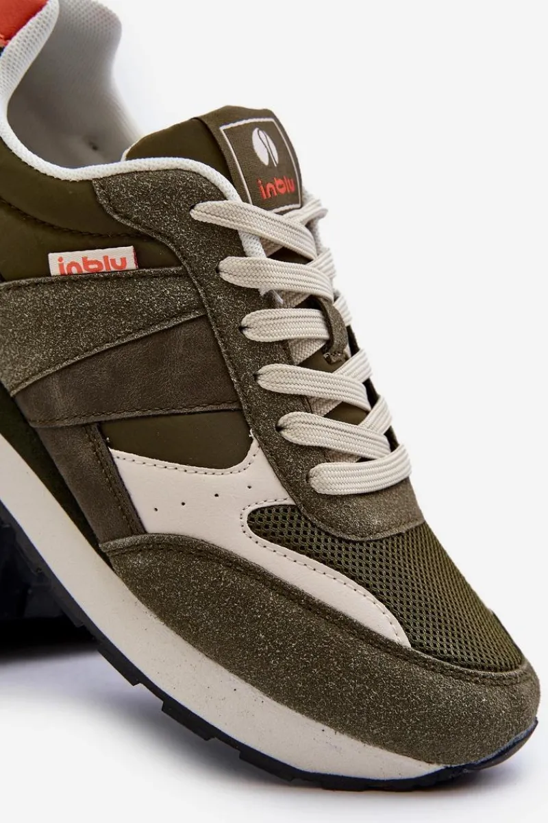 Obuwie Sportowe Męskie>INBLU Męskie Sneakersy IU000005 Ciemnozielone