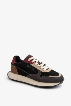 Clearance Męskie Sneakersy Memory Foam System Big Star NN174357 Czarne Męskie Obuwie Sportowe Męskie