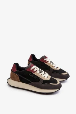 Clearance Męskie Sneakersy Memory Foam System Big Star NN174357 Czarne Męskie Obuwie Sportowe Męskie