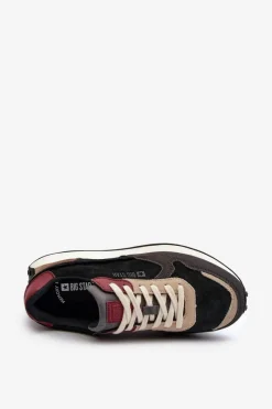 Clearance Męskie Sneakersy Memory Foam System Big Star NN174357 Czarne Męskie Obuwie Sportowe Męskie