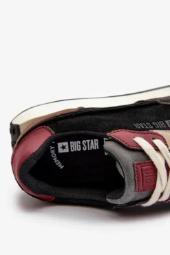 Clearance Męskie Sneakersy Memory Foam System Big Star NN174357 Czarne Męskie Obuwie Sportowe Męskie