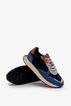 New Big Star Shoes Męskie Sneakersy Memory Foam System Big Star NN174356 Granatowe Niebieski