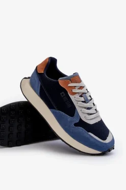 New Big Star Shoes Męskie Sneakersy Memory Foam System Big Star NN174356 Granatowe Niebieski