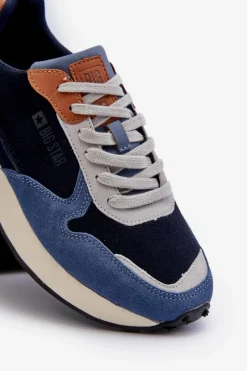 New Big Star Shoes Męskie Sneakersy Memory Foam System Big Star NN174356 Granatowe Niebieski