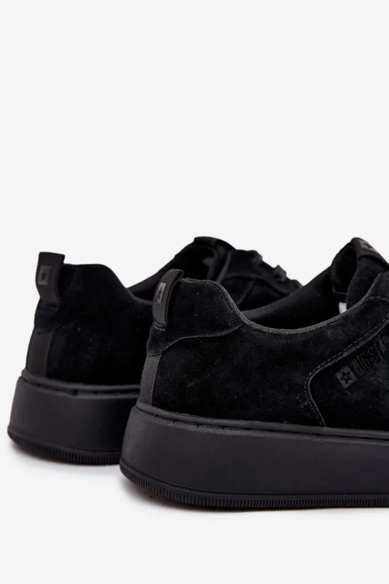Obuwie Sportowe Męskie>Big Star Shoes Męskie Sneakersy Na Platformie Zamszowe Big Star OO174012 Czarne Czarny