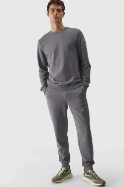 Online Męskie Spodnie Dresowe Joggery WMM00TTROM0942-25S Szare Męskie Spodnie Męskie|Odzież 4F