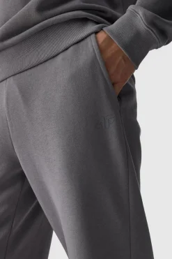 Online Męskie Spodnie Dresowe Joggery WMM00TTROM0942-25S Szare Męskie Spodnie Męskie|Odzież 4F