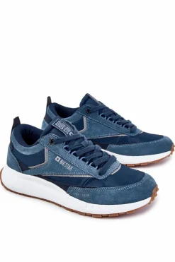 Sale Męskie Sportowe Buty Big Star KK174022 Granatowe Męskie Obuwie Sportowe Męskie