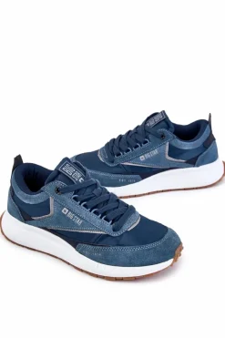 Sale Męskie Sportowe Buty Big Star KK174022 Granatowe Męskie Obuwie Sportowe Męskie