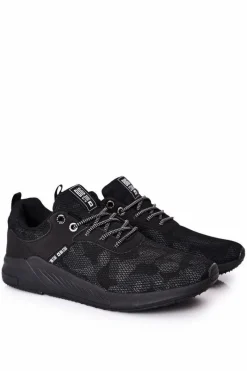 Trampki Męskie Big Star|Obuwie Sportowe Męskie>Big Star Shoes Męskie Sportowe Buty Memory Foam Big Star HH174141 Czarne