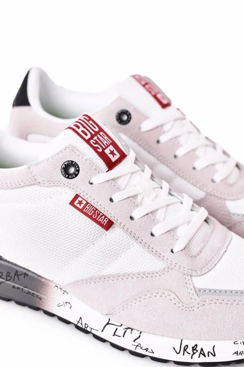 Hot Big Star Shoes Męskie Sportowe Buty Memory Foam Big Star FF174208 Biało-Szare