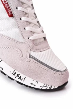 Hot Big Star Shoes Męskie Sportowe Buty Memory Foam Big Star FF174208 Biało-Szare