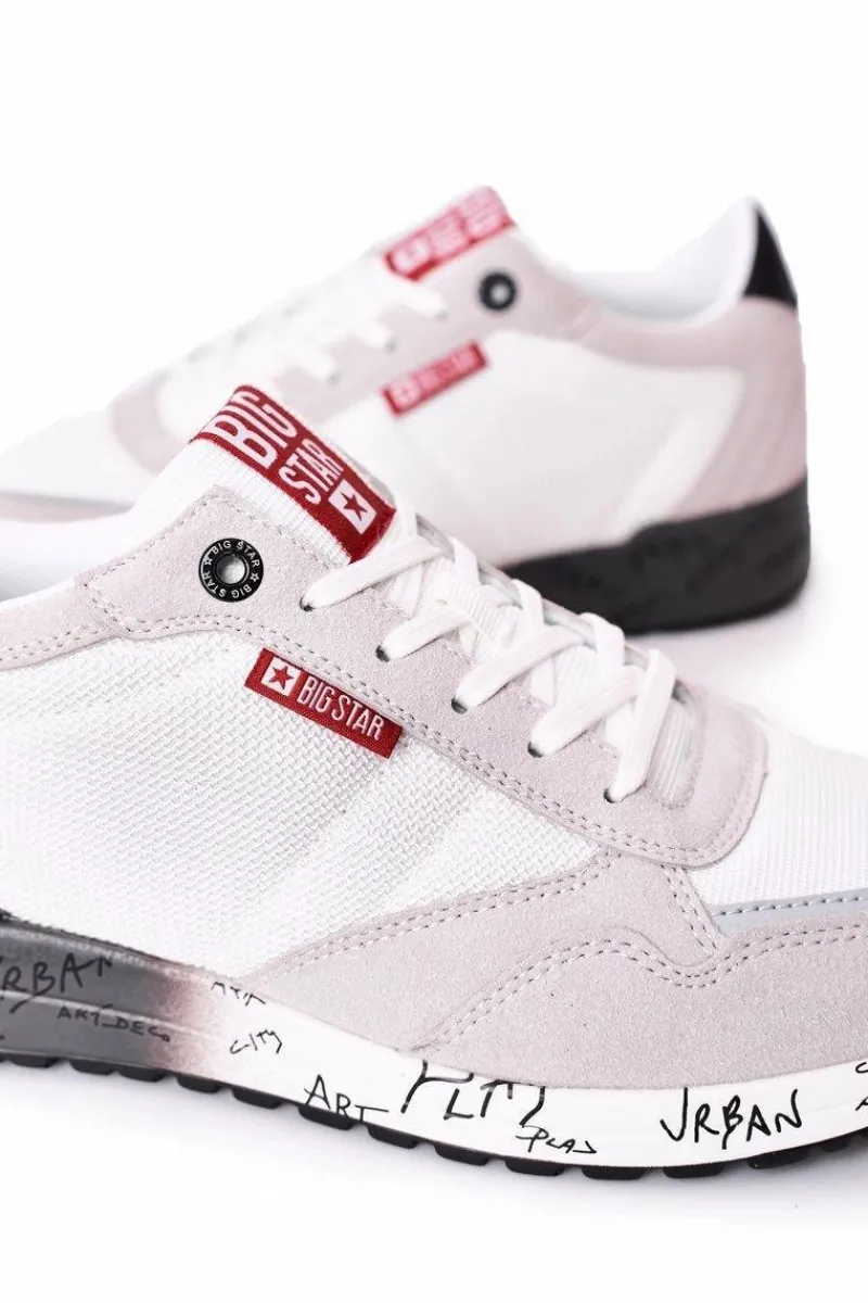 Hot Big Star Shoes Męskie Sportowe Buty Memory Foam Big Star FF174208 Biało-Szare