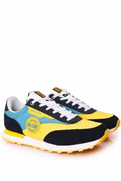 Męskie Sportowe Buty Memory Foam Big Star HH174249 Żółto-Niebieskie Męskie Trampki Męskie Big Star|Obuwie Sportowe Męskie