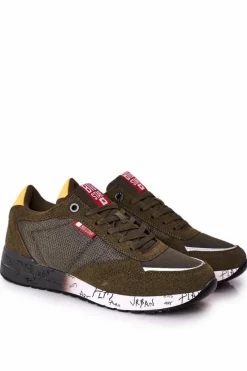 Clearance Męskie Sportowe Buty Memory Foam Big Star FF174209 Zielone Męskie Trampki Męskie Big Star|Obuwie Sportowe Męskie