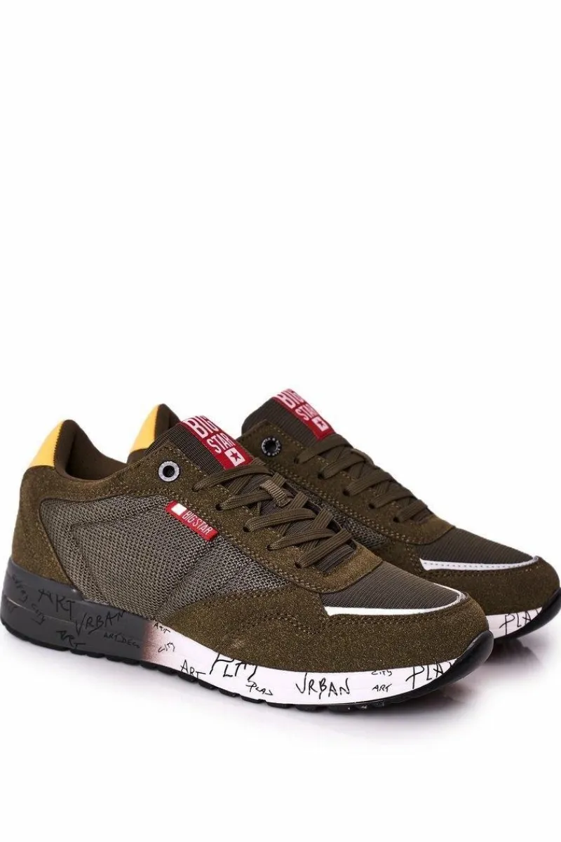 Clearance Męskie Sportowe Buty Memory Foam Big Star FF174209 Zielone Męskie Trampki Męskie Big Star|Obuwie Sportowe Męskie