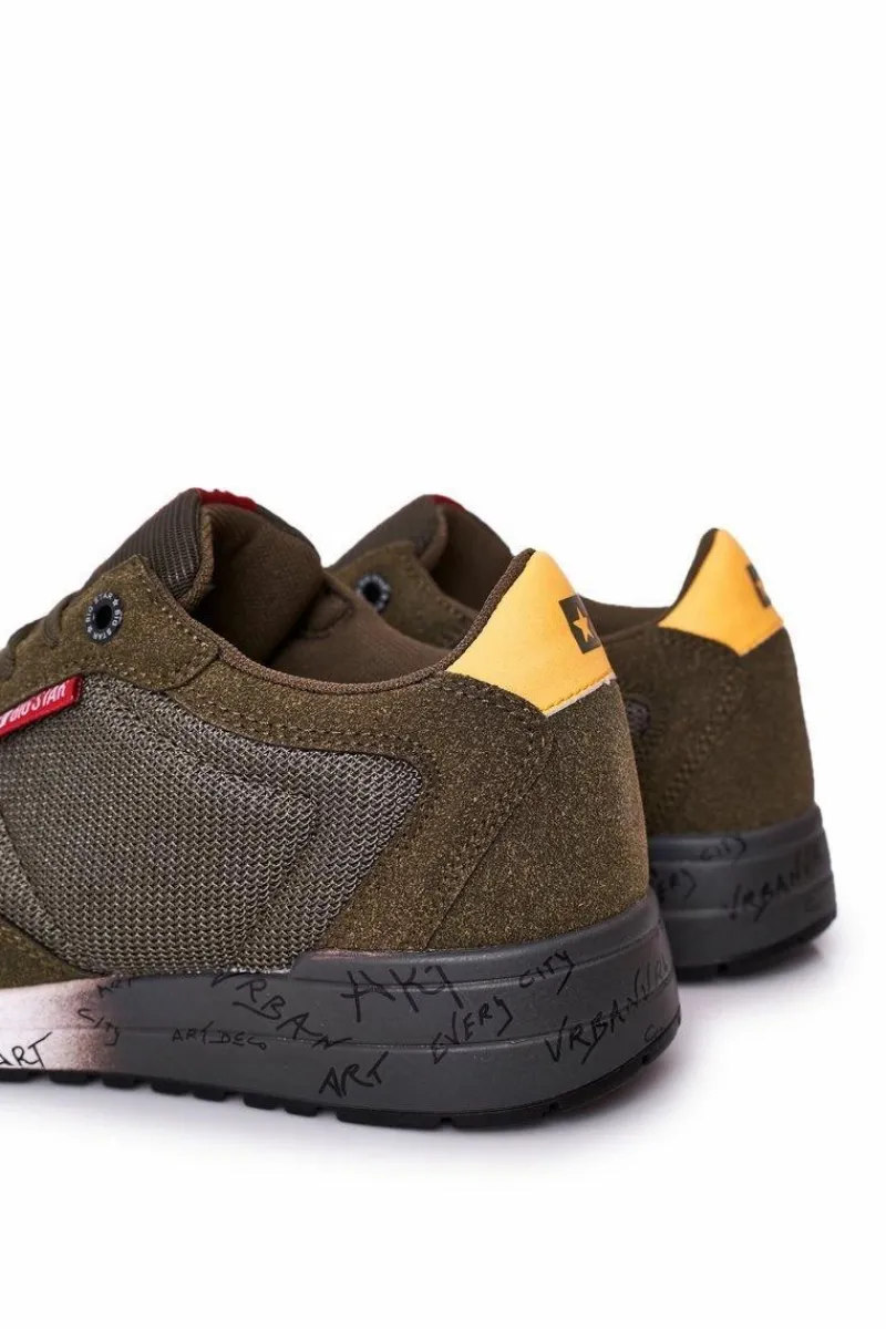 Clearance Męskie Sportowe Buty Memory Foam Big Star FF174209 Zielone Męskie Trampki Męskie Big Star|Obuwie Sportowe Męskie